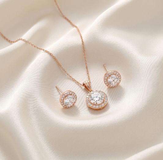 Rose Gold Stainless Steel Jewelry Set
